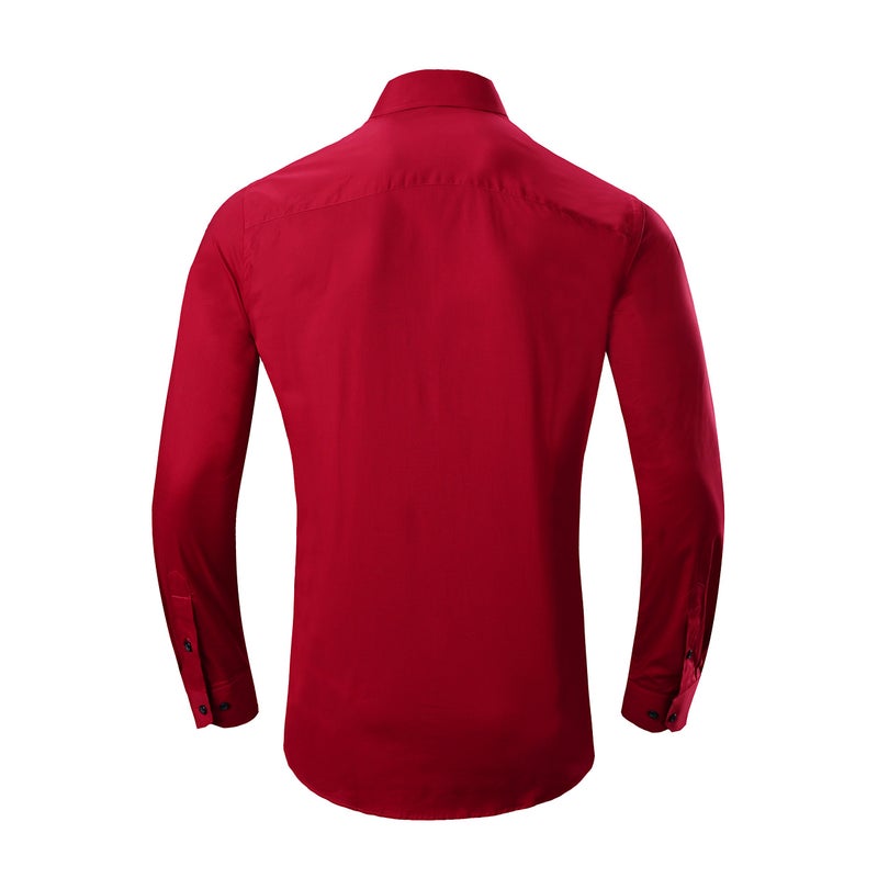 Alex Vando Mens Dress Shirts Regular Fit Long Sleeve Stretch Business Dress Shirts for Men,Red,Medium - Image 2